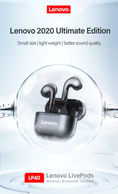 Original lenovo lp40 tws fones de ouvido sem fio bluetooth toque esportivo - dezzabella57
