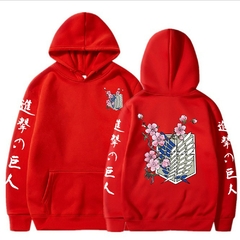 Moletom com capuz estampado de anime japonês masculino Attack on Titan - comprar online