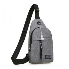 Bolsa masculina peitoral de couro pu, bolsa crossbody de designer com usb para h - comprar online