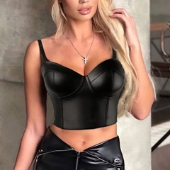 Corpete e colete de couro, gótico, blusa acolchoada, sem alças, sutiã, sob o fio