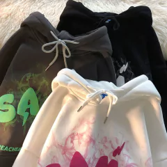 Camisolas femininas y2k anjo, orelhas, espuma grunge hoodies roupas góticas - loja online