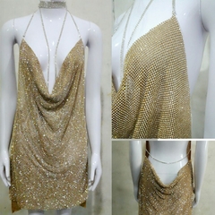 Sexy sem costas, y2k metal strass, vestido de verão feminino, bodycon, noite clube