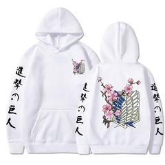 Moletom com capuz estampado de anime japonês masculino Attack on Titan na internet
