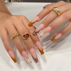 Rosa ,design , cobertura completa longo caixão unhas falsas - comprar online