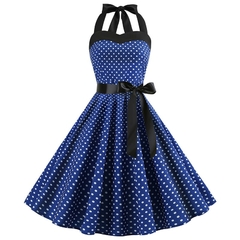 Vestido sexy retrô de bolinhas vermelhas audrey hepburn vestido frente única - dezzabella57