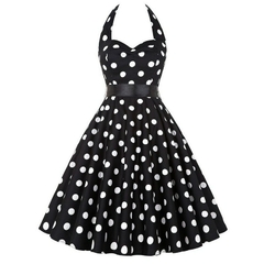 Vestido sexy retrô de bolinhas vermelhas audrey hepburn vestido frente única na internet