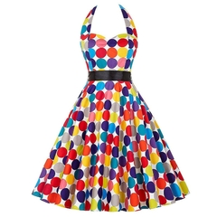 Vestido sexy retrô de bolinhas vermelhas audrey hepburn vestido frente única - loja online