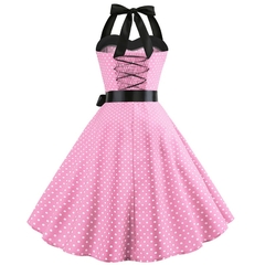 Vestido sexy retrô de bolinhas vermelhas audrey hepburn vestido frente única - dezzabella57