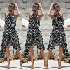 [Bigsweety vintage] vestidos de bolinhas, babados halter, rendas irregulares - comprar online