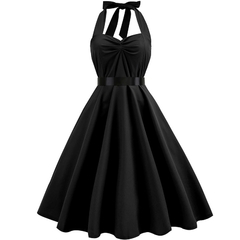 Vestido sexy retrô de bolinhas vermelhas audrey hepburn vestido frente única - loja online
