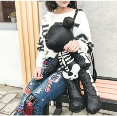 Diinovivo moda, esqueleto de urso feminino, mochila estilo punk na internet