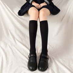 [Jk mulher] meias, bonito, preto ,branco, veludo lolita, meias longas cor sólida joelho, alto, cosplay - dezzabella57