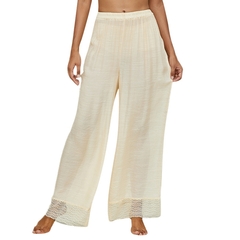 Mulheres ver através de boho, perna ,larga ,calças de cintura alta ,praia ,solta, longo