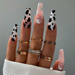 Rosa ,design , cobertura completa longo caixão unhas falsas na internet