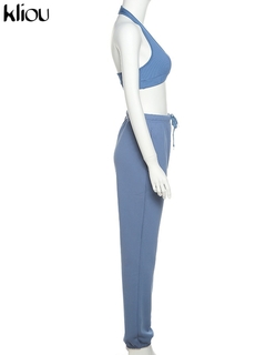 Kliou esportivo conjunto de duas peças menina colheita topos + calça