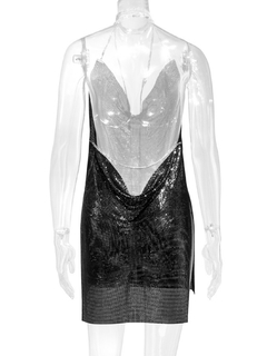 Sexy sem costas, y2k metal strass, vestido de verão feminino, bodycon, noite clube - comprar online