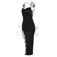 Boozrey , cinta elegante sexy sem costas sem mangas rendas camisa midi vestido - dezzabella57
