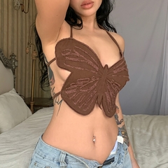 Rapcopter , borboleta ,top colheita sem costas cinta camiseta sexy - comprar online