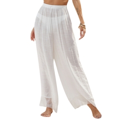 Mulheres ver através de boho, perna ,larga ,calças de cintura alta ,praia ,solta, longo