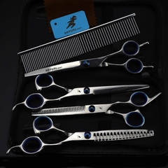 7,0 polegadas azul , grooming ,tesoura ,conjunto de corte em linha reta dentes corte peixe na internet
