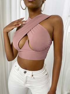 Tops femininos, criss cross tank, tops sexy, sem mangas, cor sólida ,recorte frente - comprar online