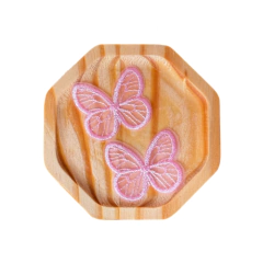 Imagem do APLIQUE BORBOLETA DE TECIDO ORGANZA BORDADA ROSE - 2 UNIDADES