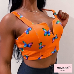 CROPPED ESTAMPA BORBOLETA EM V na internet