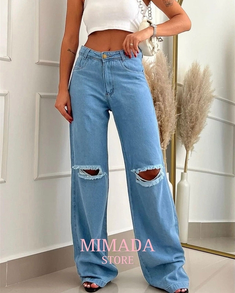 CALÇA WIDE LAG EM JEANS