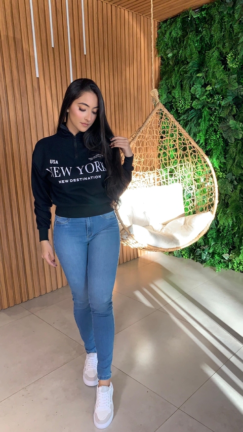 Moletom gola alta preto