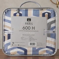 Juego Sabana Paris Estampado 600 Hilos 2 1/2 Plaza - comprar online