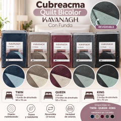 Cubrecama Quilt Bicolor Kavanagh King Reversible con Fundas - tienda online
