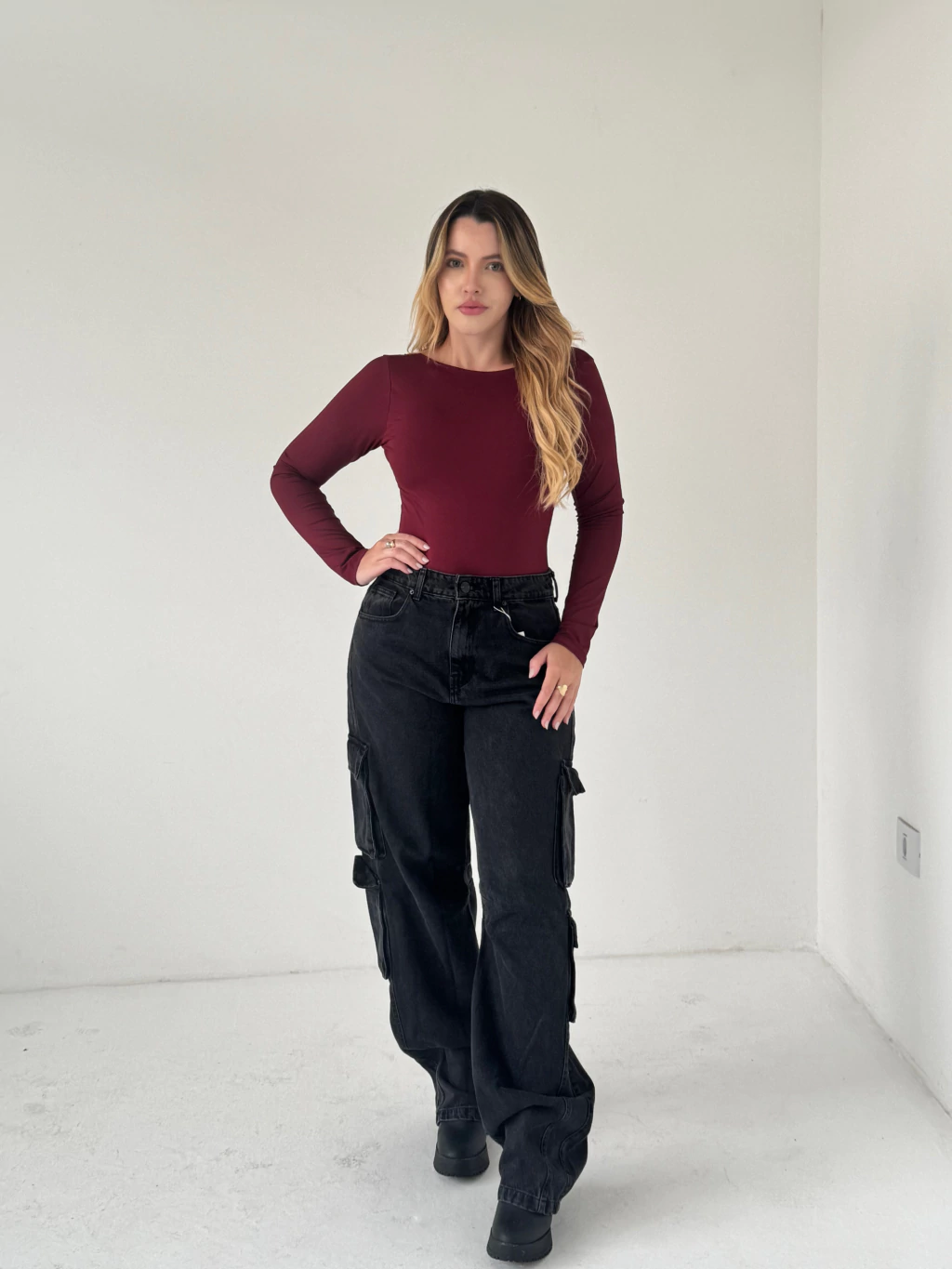 CALÇA CARGO BLACK DENIM