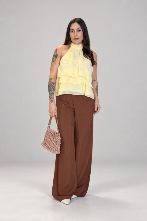 BLUSA FRENTE UNICA CHIFFON POÁ APEROL