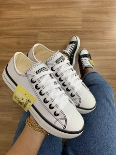 Tênis All Chuck Star Taylor branco couro ecológico | linha premium | forma exata