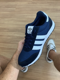 Tênis Adidas Neo azul marinho masculino linha premium | forma menor na internet