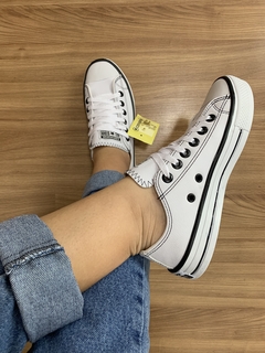 Tênis All Chuck Star Taylor branco couro ecológico | linha premium | forma exata - Maria Vitória sapatilhas 