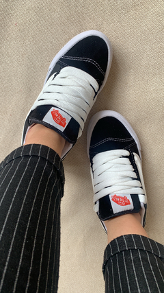 Tenis Vans Old Skool Knu preto e branco linha Premium | forma exata - Maria Vitória sapatilhas 