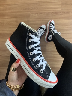 Tênis All Star Converse cano alto preto linha premium | forma exata na internet