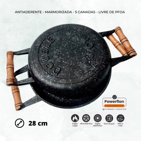 Double Wok Plus + Tampa de vidro temperado.