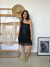 VESTIDO PRETO UM OMBRO SÓ COM TULE E PAETÊ - Anna Flora Brechó