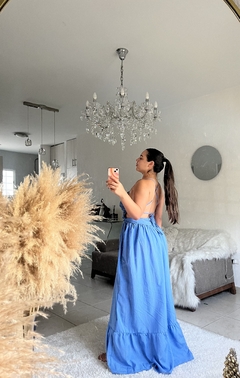 Vestido Largo Azul sin mangas - Di Lauro Boutique