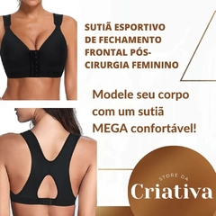 Sutiã esportivo de fechamento frontal pós-cirurgia feminino