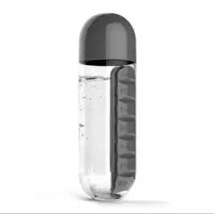 Garrafa para Academia Fitness de Água com Porta Comprimidos 600ML