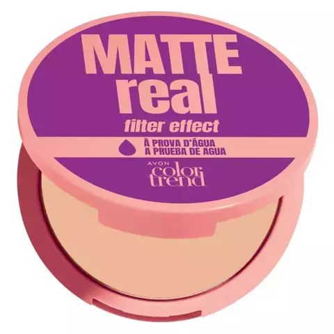 Pó Compacto Facial Matte Real à Prova Dágua Avon Color Trend 212 N Médio 8g 135469