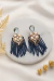 Brinco com Cristal Azul em Gota com Pérolas e Franja de Cristal Azul