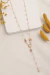 Colar Terço com Mini Pérolas, Cristal Azul e Pingente Nossa Senhora Cravejado de Zircônias