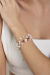 Pulseira de Pérolas Três Voltas e Cristais Rubelita