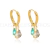 Brinco Argola Gotas Zircônias Coloridas Banhado a Ouro e Prata
