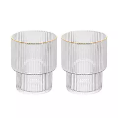 Kit 2 Copos Baixo De Cristal Wolff 220 ml Borda Dourada - comprar online