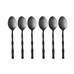 Conjunto 6 colheres chá aço inox Elegant Bambu Preta na internet